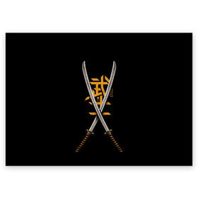 Поздравительная открытка с принтом 2 Katanas в Петрозаводске, 100% бумага | плотность бумаги 280 г/м2, матовая, на обратной стороне линовка и место для марки
 | art | chinese character | katanas | swords | арт | катаны | китайский иероглиф | мечи