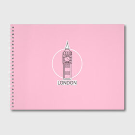 Альбом для рисования с принтом Биг Бен, Лондон, London в Петрозаводске, 100% бумага
 | матовая бумага, плотность 200 мг. | Тематика изображения на принте: big ben | clock | england | europe | london | pink | travel | англия | башня | башня елизаветы | биг бен | великобритания | европа | иконка | круг | лондон | надпись | путешествия | розовый | символ | часы
