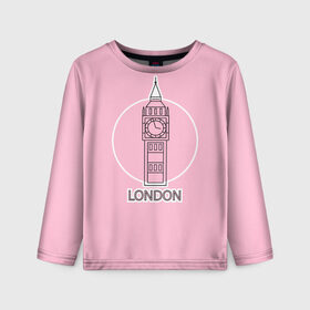 Детский лонгслив 3D с принтом Биг Бен, Лондон, London в Петрозаводске, 100% полиэстер | длинные рукава, круглый вырез горловины, полуприлегающий силуэт
 | big ben | clock | england | europe | london | pink | travel | англия | башня | башня елизаветы | биг бен | великобритания | европа | иконка | круг | лондон | надпись | путешествия | розовый | символ | часы