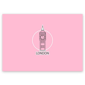 Поздравительная открытка с принтом Биг Бен, Лондон, London в Петрозаводске, 100% бумага | плотность бумаги 280 г/м2, матовая, на обратной стороне линовка и место для марки
 | Тематика изображения на принте: big ben | clock | england | europe | london | pink | travel | англия | башня | башня елизаветы | биг бен | великобритания | европа | иконка | круг | лондон | надпись | путешествия | розовый | символ | часы