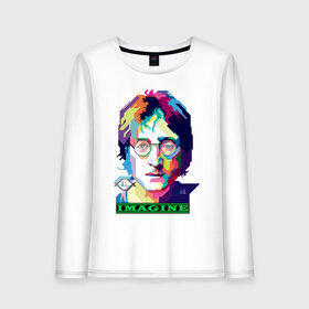 Женский лонгслив хлопок с принтом John Lennon Imagine в Петрозаводске, 100% хлопок |  | beatles | imagine | john | lennon | the beatles | битлз | битлы | группа | джон | купить | леннон | леннона | очки | рок н ролл | с группы | хиппи