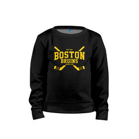 Детский свитшот хлопок с принтом Boston Bruins в Петрозаводске, 100% хлопок | круглый вырез горловины, эластичные манжеты, пояс и воротник | boston | boston bruins | bruins | hockey | nhl | usa | бостон | бостон брюинз | нхл | спорт | сша | хоккей | шайба