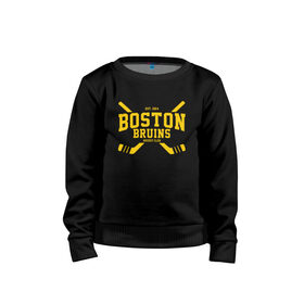 Детский свитшот хлопок с принтом Boston Bruins в Петрозаводске, 100% хлопок | круглый вырез горловины, эластичные манжеты, пояс и воротник | Тематика изображения на принте: boston | boston bruins | bruins | hockey | nhl | usa | бостон | бостон брюинз | нхл | спорт | сша | хоккей | шайба