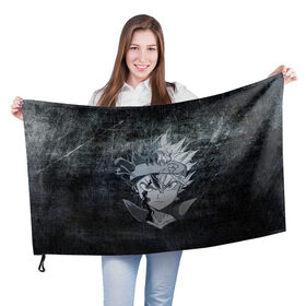 Флаг 3D с принтом Черный клевер в Петрозаводске, 100% полиэстер | плотность ткани — 95 г/м2, размер — 67 х 109 см. Принт наносится с одной стороны | asta | black clover | акума | аста | демон | пятилистник | черный клевер