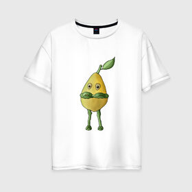 Женская футболка хлопок Oversize с принтом Лимон в Петрозаводске, 100% хлопок | свободный крой, круглый ворот, спущенный рукав, длина до линии бедер
 | жёлтый | зелёный мультяшный | лимон | фрукты