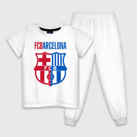 Детская пижама хлопок с принтом Barcelona FC в Петрозаводске, 100% хлопок |  брюки и футболка прямого кроя, без карманов, на брюках мягкая резинка на поясе и по низу штанин
 | Тематика изображения на принте: barca | barcelona | club | fc | leo messi | soccer | spanish | барса | барселона | испанский | клуб | лео месси | фк | футбол | футбольный