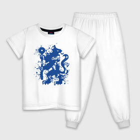 Детская пижама хлопок с принтом Chelsea FC в Петрозаводске, 100% хлопок |  брюки и футболка прямого кроя, без карманов, на брюках мягкая резинка на поясе и по низу штанин
 | blue | chelsea | club | english | fc | football | london | retirees | soccer | английский | клуб | лондон | пенсионеры | синие | фк | футбол | футбольный | челси