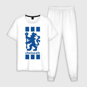 Мужская пижама хлопок с принтом Chelsea FC в Петрозаводске, 100% хлопок | брюки и футболка прямого кроя, без карманов, на брюках мягкая резинка на поясе и по низу штанин
 | Тематика изображения на принте: blue | chelsea | club | english | fc | football | london | retirees | soccer | английский | клуб | лондон | пенсионеры | синие | фк | футбол | футбольный | челси