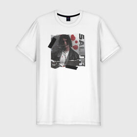 Мужская футболка хлопок Slim с принтом SALUKI в Петрозаводске, 92% хлопок, 8% лайкра | приталенный силуэт, круглый вырез ворота, длина до линии бедра, короткий рукав | Тематика изображения на принте: rap | saluki | saluki rap | рэп | рэпер | салюки