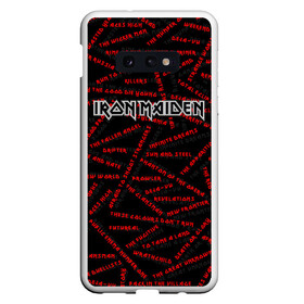 Чехол для Samsung S10E с принтом IRON MAIDEN SONGS (Z) в Петрозаводске, Силикон | Область печати: задняя сторона чехла, без боковых панелей | Тематика изображения на принте: dave | iron maiden | murray | music | percy harris | rock | адриан смит | айрон мэйден | брюс дикинсон | дэйв мюррей | железная дева | музик | нико макбрэйн | рок | стив харрис | ужасы | хеви метал | яник герс