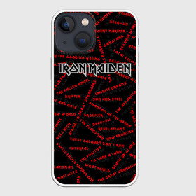 Чехол для iPhone 13 mini с принтом IRON MAIDEN SONGS (Z) в Петрозаводске,  |  | Тематика изображения на принте: dave | iron maiden | murray | music | percy harris | rock | адриан смит | айрон мэйден | брюс дикинсон | дэйв мюррей | железная дева | музик | нико макбрэйн | рок | стив харрис | ужасы | хеви метал | яник герс