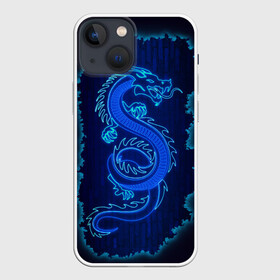 Чехол для iPhone 13 mini с принтом NEON DRAGON в Петрозаводске,  |  | Тематика изображения на принте: дракон | китайский дракон | неон | неоновый дракон