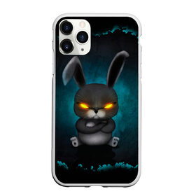 Чехол для iPhone 11 Pro матовый с принтом NEON HARE в Петрозаводске, Силикон |  | Тематика изображения на принте: животное | заяц | злое | злые глаза | кролик | неон | плюшевое