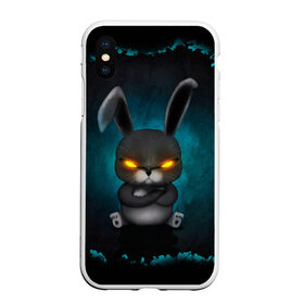Чехол для iPhone XS Max матовый с принтом NEON HARE в Петрозаводске, Силикон | Область печати: задняя сторона чехла, без боковых панелей | Тематика изображения на принте: животное | заяц | злое | злые глаза | кролик | неон | плюшевое