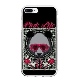 Чехол для iPhone 7Plus/8 Plus матовый с принтом Розовая жизнь в Петрозаводске, Силикон | Область печати: задняя сторона чехла, без боковых панелей | голова медведя. | голова панды | медведи | орнамент | панда | панда в розовых очках | розовая жизнь | розовый стиль | розы
