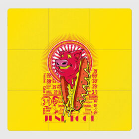 Магнитный плакат 3Х3 с принтом Свиной фаст фуд в Петрозаводске, Полимерный материал с магнитным слоем | 9 деталей размером 9*9 см | Тематика изображения на принте: бутерброд | гамбургеры | голова свиньи. | еда | свинина | свинья | фаст фуд