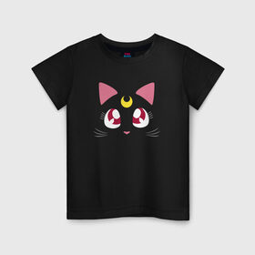 Детская футболка хлопок с принтом Luna Cat. Sailor Moon в Петрозаводске, 100% хлопок | круглый вырез горловины, полуприлегающий силуэт, длина до линии бедер | anime | cute | аниме | взгляд | волшебство | глаза | киса | киска | кот | котенок | котэ | котя | кошка | лапочка | луна | магия | месяц | милый | мимими | мордочка | сейлор мун | хороший | япония