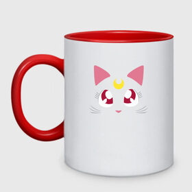 Кружка двухцветная с принтом Luna Cat. Sailor Moon в Петрозаводске, керамика | объем — 330 мл, диаметр — 80 мм. Цветная ручка и кайма сверху, в некоторых цветах — вся внутренняя часть | Тематика изображения на принте: anime | cute | аниме | взгляд | волшебство | глаза | киса | киска | кот | котенок | котэ | котя | кошка | лапочка | луна | магия | месяц | милый | мимими | мордочка | сейлор мун | хороший | япония
