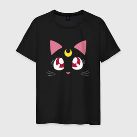 Мужская футболка хлопок с принтом Luna Cat. Sailor Moon в Петрозаводске, 100% хлопок | прямой крой, круглый вырез горловины, длина до линии бедер, слегка спущенное плечо. | Тематика изображения на принте: anime | cute | аниме | взгляд | волшебство | глаза | киса | киска | кот | котенок | котэ | котя | кошка | лапочка | луна | магия | месяц | милый | мимими | мордочка | сейлор мун | хороший | япония