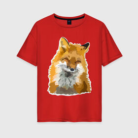 Женская футболка хлопок Oversize с принтом Лиса в Петрозаводске, 100% хлопок | свободный крой, круглый ворот, спущенный рукав, длина до линии бедер
 | fox | lisa | красота | лиса | лисичка | плутовка | рыжая