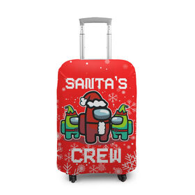 Чехол для чемодана 3D с принтом SANTAS CREW. в Петрозаводске, 86% полиэфир, 14% спандекс | двустороннее нанесение принта, прорези для ручек и колес | 