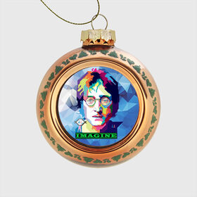 Стеклянный ёлочный шар с принтом Джон Леннон Imagine в Петрозаводске, Стекло | Диаметр: 80 мм | beatles | imagine | john | lennon | the beatles | битлз | битлы | группа | джон | купить | леннон | леннона | очки | рок н ролл | с группы | хиппи