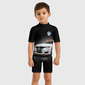 Детский купальный костюм 3D с принтом Safety car в Петрозаводске, Полиэстер 85%, Спандекс 15% | застежка на молнии на спине | Тематика изображения на принте: bmw | car | germany | safety | автомобиль | безопасность | бмв | германия