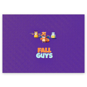Поздравительная открытка с принтом Fall Guys в Петрозаводске, 100% бумага | плотность бумаги 280 г/м2, матовая, на обратной стороне линовка и место для марки
 | battle royale | fall | fall guys | game | games | guys | winner | батл роял | игра | игры | победитель | фалл гайс