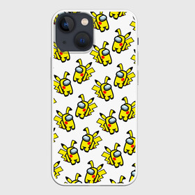 Чехол для iPhone 13 mini с принтом Among us Pikachu в Петрозаводске,  |  | among us | baby | impostor | kawaii | pika pika | pikachu | pokemon go | there is impostor | амонг ас | девочкам | детям | космические | космонавты | малыш | мальчикам | персонажи | пика пика | пикачу | покемон | предатель среди нас |