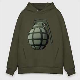 Мужское худи Oversize хлопок с принтом Grenade! в Петрозаводске, френч-терри — 70% хлопок, 30% полиэстер. Мягкий теплый начес внутри —100% хлопок | боковые карманы, эластичные манжеты и нижняя кромка, капюшон на магнитной кнопке | буум | взрыв | граната | прикол | смех | угар | юмор