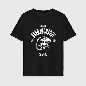 Женская футболка хлопок Oversize с принтом Khabib The Eagle Nurmagomedov в Петрозаводске, 100% хлопок | свободный крой, круглый ворот, спущенный рукав, длина до линии бедер
 | habib | khabib | khabib nurmagomedov | mma | nurmagomedov | the eagle | ufc | боец | бои без правил | борьба | микс файт | мма | нурмагомедов | орёл | самбо | хабиб | хабиб нурмагомедов