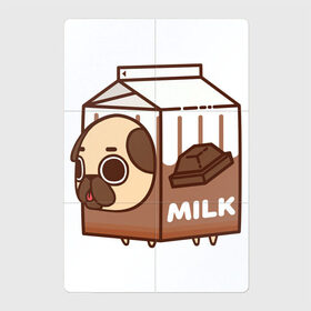 Магнитный плакат 2Х3 с принтом Шоколадное молоко-мопс в Петрозаводске, Полимерный материал с магнитным слоем | 6 деталей размером 9*9 см | Тематика изображения на принте: арт | молоко | мопс | рисунок | сладкий | сладость | собака в костюме | собака в костюмчике | шоколад