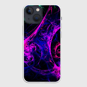 Чехол для iPhone 13 mini с принтом GambaTR в Петрозаводске,  |  | abstraction | colorful | dark | fractal | glow | patterns | shapes | tangled | texture | абстракция | запутанный | разноцветный | свечение | текстура | темный | узоры | формы | фрактал