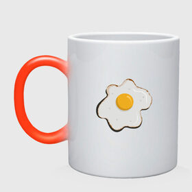 Кружка хамелеон с принтом Яичница, завтрак в Петрозаводске, керамика | меняет цвет при нагревании, емкость 330 мл | арт | белок. | еда | желток | завтрак | люблю еду | минимализм | яичница | яйцо