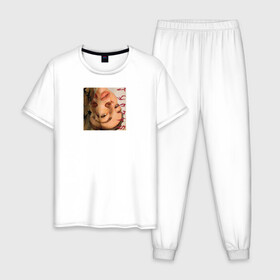 Мужская пижама хлопок с принтом SALUKI в Петрозаводске, 100% хлопок | брюки и футболка прямого кроя, без карманов, на брюках мягкая резинка на поясе и по низу штанин
 | rap | saluki | saluki rap | рэп | рэпер | салюки