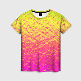 Женская футболка 3D с принтом Яркий закат в Петрозаводске, 100% полиэфир ( синтетическое хлопкоподобное полотно) | прямой крой, круглый вырез горловины, длина до линии бедер | abstraction | casual | gradient | hot | yellow | абстракция | блестящий | блики | вода | волны | градиент | закат | золотистый | краска | красочный | небеса | неоновый | облака | пастельный | пляж | рассвет | сияние