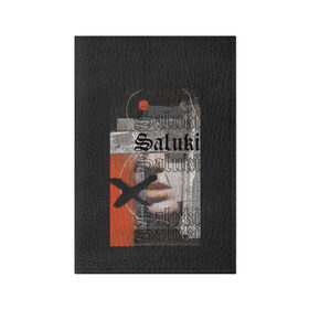 Обложка для паспорта матовая кожа с принтом SALUKI в Петрозаводске, натуральная матовая кожа | размер 19,3 х 13,7 см; прозрачные пластиковые крепления | Тематика изображения на принте: rap | saluki | saluki rap | рэп | рэпер | салюки