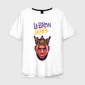 Мужская футболка хлопок Oversize с принтом LEBRON JAMES в Петрозаводске, 100% хлопок | свободный крой, круглый ворот, “спинка” длиннее передней части | Тематика изображения на принте: 24 lakers | kobe bryant | lakers | lebron james. | los angeles lakers | баскетбол | коби брайант | лос анджелес лейкерс | лосанджелес лейкерс