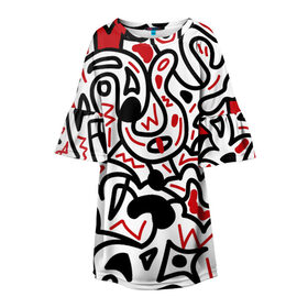 Детское платье 3D с принтом Африканский хаос в Петрозаводске, 100% полиэстер | прямой силуэт, чуть расширенный к низу. Круглая горловина, на рукавах — воланы | minimal | абстракция | креатив | минимализм | текстуры