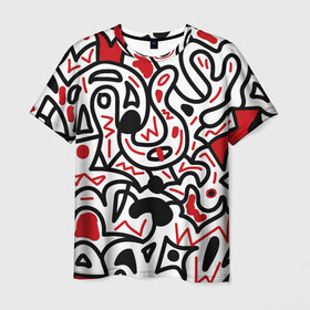 Мужская футболка 3D с принтом Африканский хаос в Петрозаводске, 100% полиэфир | прямой крой, круглый вырез горловины, длина до линии бедер | minimal | абстракция | креатив | минимализм | текстуры