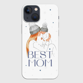 Чехол для iPhone 13 mini с принтом Лучшая мама в Петрозаводске,  |  | белый | зима | лучшая | любовь | мама | семья | снег | тепло | уют
