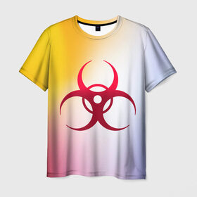 Мужская футболка 3D с принтом Biohazard в Петрозаводске, 100% полиэфир | прямой крой, круглый вырез горловины, длина до линии бедер | biohazard | ncov2019 | plague inc | virus | вирус | градиент | знак | карантин | ковид | корона | коронавирус | опасность