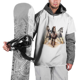 Накидка на куртку 3D с принтом Лошади в Петрозаводске, 100% полиэстер |  | Тематика изображения на принте: животные | звери | кони | лошади | тройка лошадей