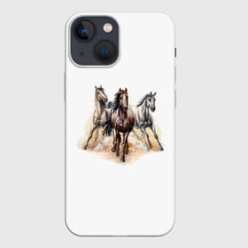 Чехол для iPhone 13 mini с принтом Лошади в Петрозаводске,  |  | животные | звери | кони | лошади | тройка лошадей