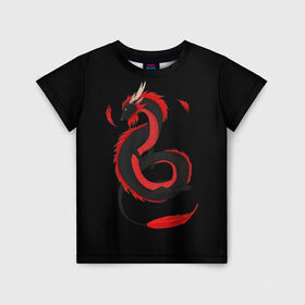 Детская футболка 3D с принтом RED DRAGON в Петрозаводске, 100% гипоаллергенный полиэфир | прямой крой, круглый вырез горловины, длина до линии бедер, чуть спущенное плечо, ткань немного тянется | amoled | дракон | дракон с хвостом | китайский дракон | китайский праздник