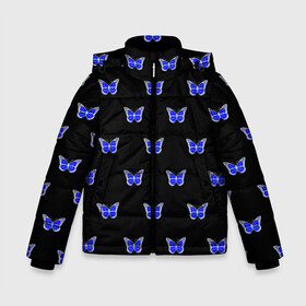 Зимняя куртка для мальчиков 3D с принтом Синие бабочки в Петрозаводске, ткань верха — 100% полиэстер; подклад — 100% полиэстер, утеплитель — 100% полиэстер | длина ниже бедра, удлиненная спинка, воротник стойка и отстегивающийся капюшон. Есть боковые карманы с листочкой на кнопках, утяжки по низу изделия и внутренний карман на молнии. 

Предусмотрены светоотражающий принт на спинке, радужный светоотражающий элемент на пуллере молнии и на резинке для утяжки | бабочка | бабочки | воздух | живность природы | красивая бабочка | красота природы | крылья | летать | летают | летающее насекомое | летающие бабочки | насекомые | порхание | порхать