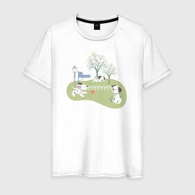 Мужская футболка хлопок с принтом 101 Dalmatians в Петрозаводске, 100% хлопок | прямой крой, круглый вырез горловины, длина до линии бедер, слегка спущенное плечо. | 101 dalmatians | 101 далматинец | disney | vdkimel | дисней