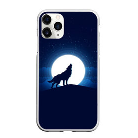 Чехол для iPhone 11 Pro матовый с принтом Воющий на луну в Петрозаводске, Силикон |  | волк вобщий на луну | звезды | луна | небо | ночное небо | полнолуние