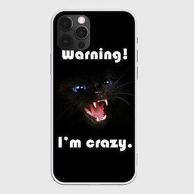 Чехол для iPhone 12 Pro Max с принтом Осторожно! Я крэйзи в Петрозаводске, Силикон |  | Тематика изображения на принте: голубые глаза | жизненная цитата | злой кот | кот | крутой кот | я сумасшедший