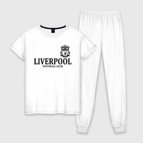 Женская пижама хлопок с принтом Liverpool FC в Петрозаводске, 100% хлопок | брюки и футболка прямого кроя, без карманов, на брюках мягкая резинка на поясе и по низу штанин | anfield | club | english | fc | liverpool | reds | soccer | английский | клуб | красные | ливерпуль | фк | футбол | футбольный | энфилд